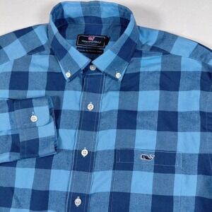 Vineyard Vines Flannel Classic Fit Tucker Shirt Blue Plaid L/S Button Down Men M